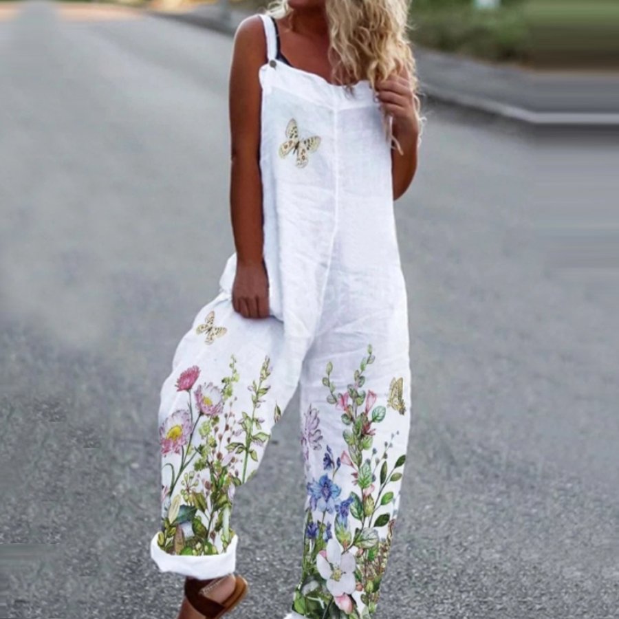 Ladies Floral Print Casual Jumpsuit